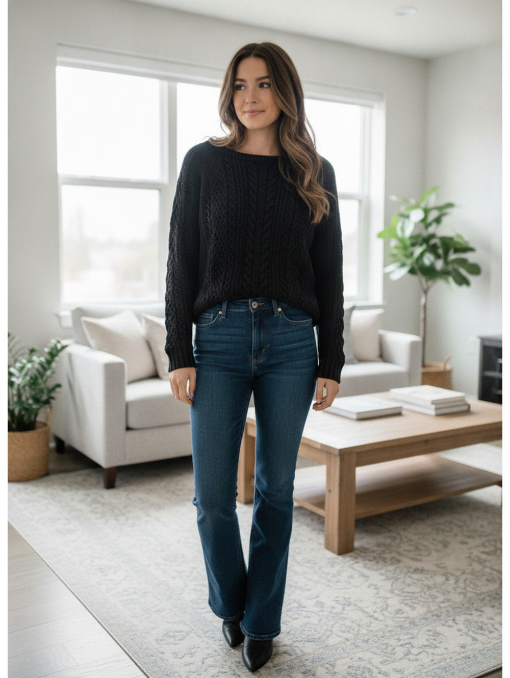 J.Crew Women's S Navy Cotton Chunky Cropped Cable Knit Sweater Dark Academia